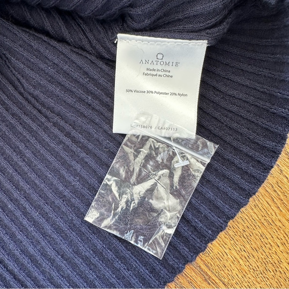NWT Anatomie Charlize Navy Zip-Up Ribbed Travel Sweater Orange Cream Stripe - Picture 8 of 14